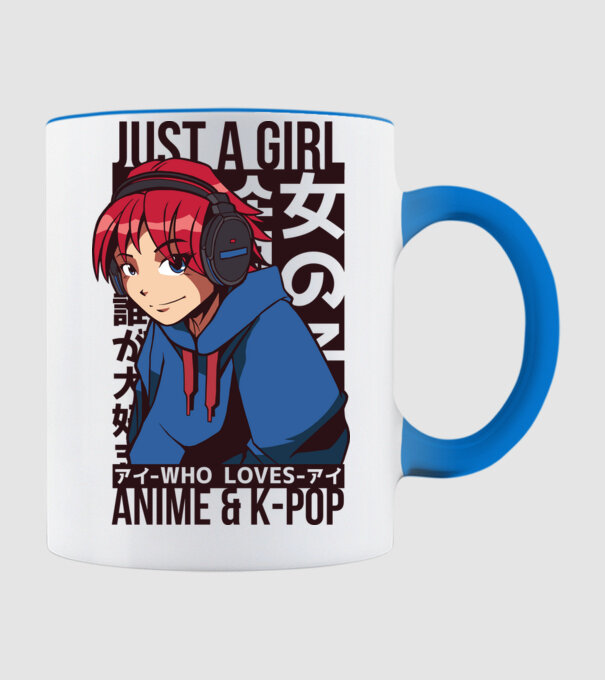 Doar o fată căreia îi place Anime și K-Pop model albastru deschis pe tricou