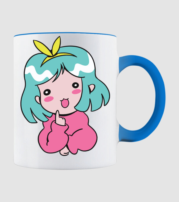 Fetiță drăguță Anime model albastru deschis pe tricou