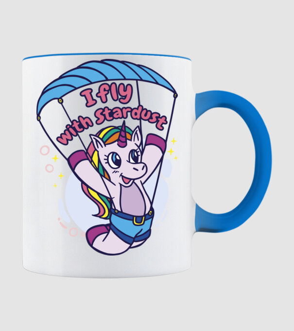 Unicorn parașutist model albastru deschis pe tricou