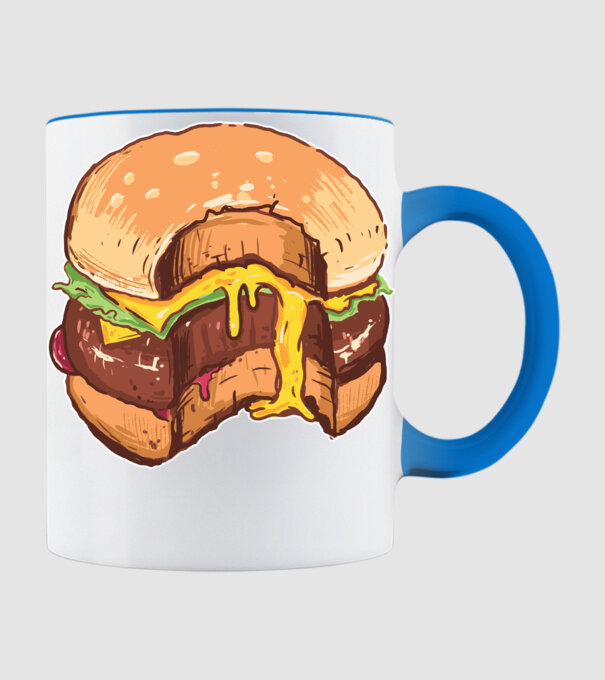 Hamburger model albastru deschis pe tricou