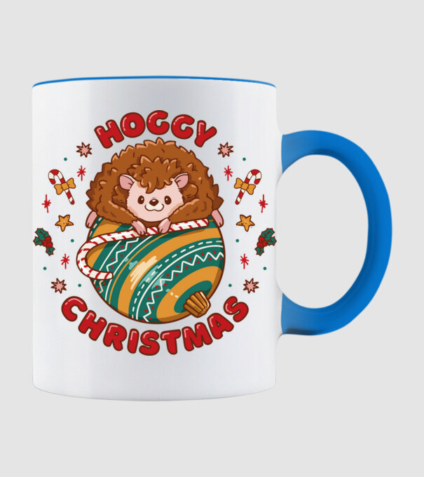 Hoggy Christmas Crăciun cu Arici model albastru deschis pe tricou