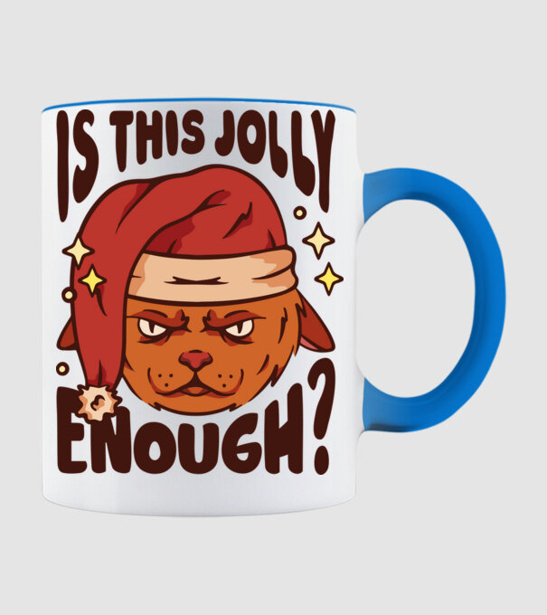 Is this Jolly enough tricou de Crăciun model albastru deschis pe tricou