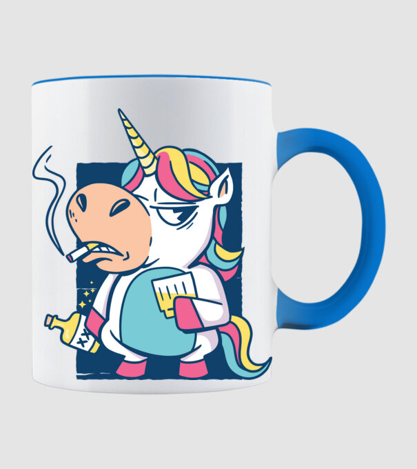 Unicorn rebel model albastru deschis pe tricou