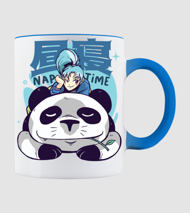 Anime Panda relaxare model albastru deschis pe tricou