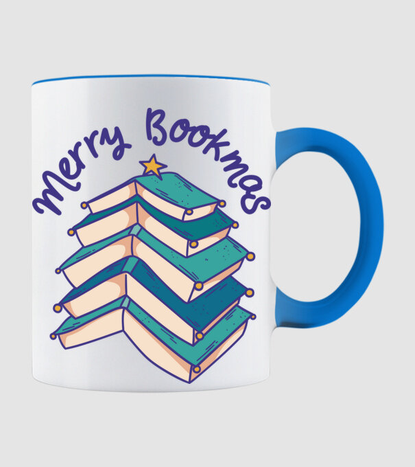 Merry Bookmas Crăciun cu cărți model albastru deschis pe tricou