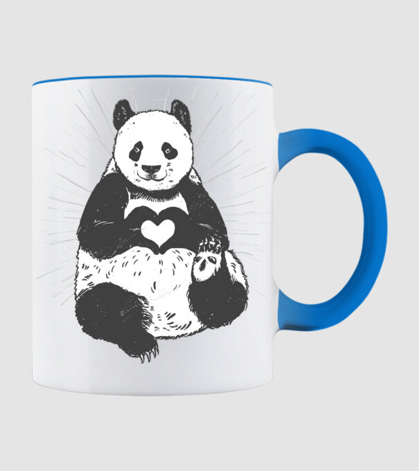 Inimă panda model albastru deschis pe tricou
