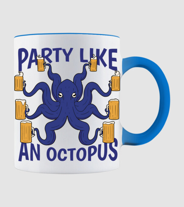 Party Like An Octopus model albastru deschis pe tricou