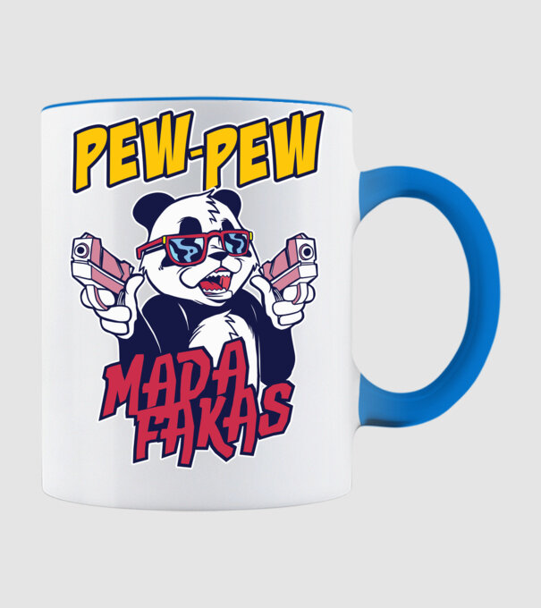Pew Pew Pew Madafakas Panda model albastru deschis pe tricou