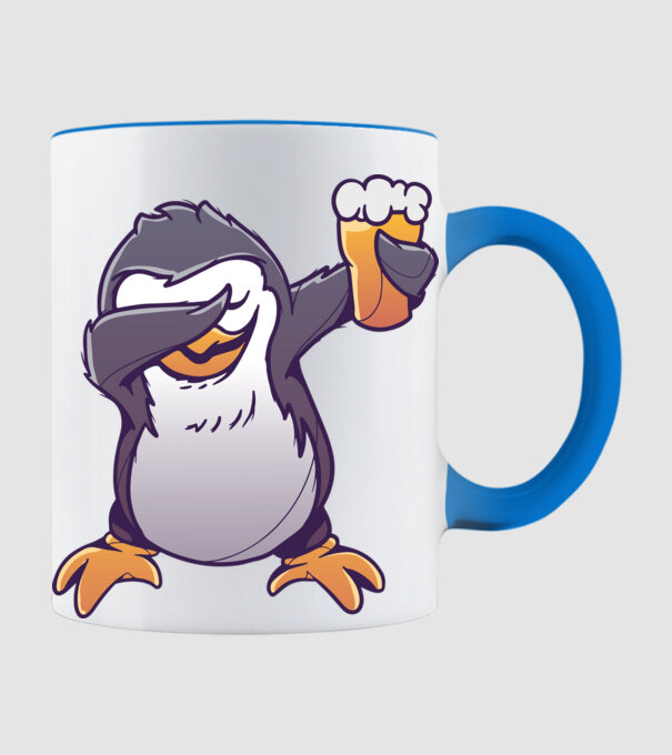 Pinguin cu Bere DAB model albastru deschis pe tricou