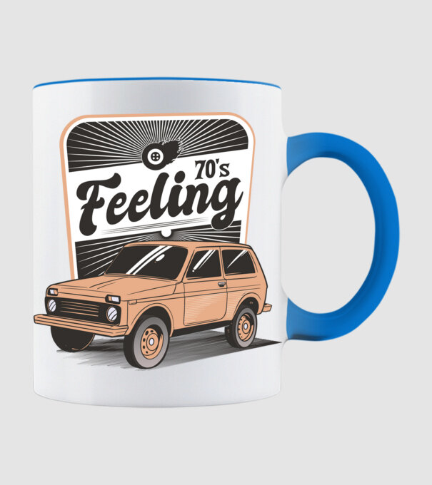 Mașină Retro anii 70 Lada Niva model albastru deschis pe tricou