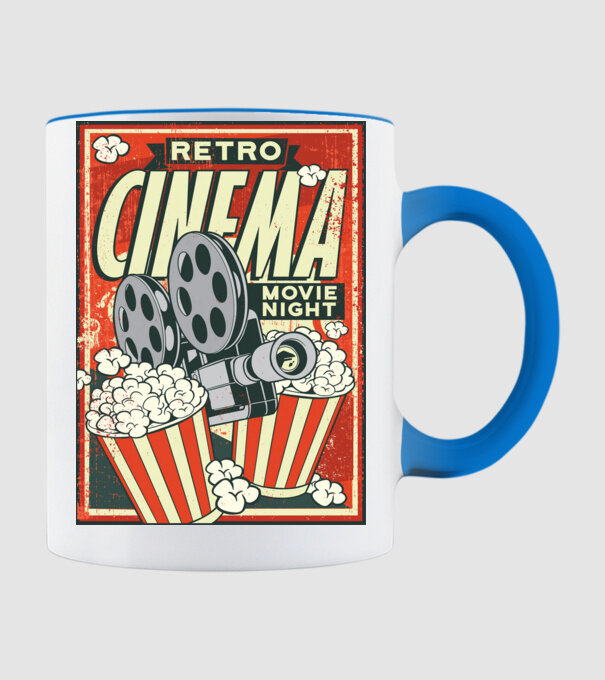 Afiș cinema retro model albastru deschis pe tricou