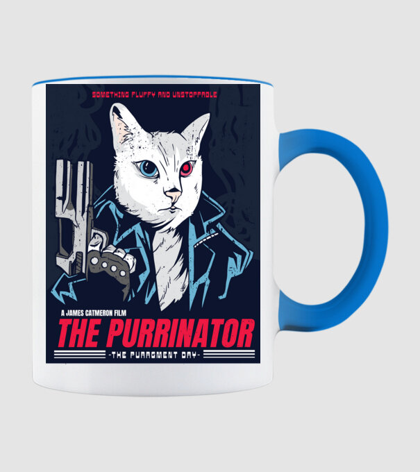 The Purrinator Pisică model albastru deschis pe tricou