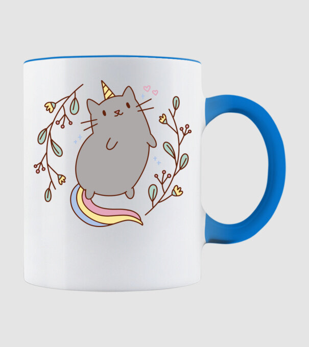 Pisică Unicorn model albastru deschis pe tricou