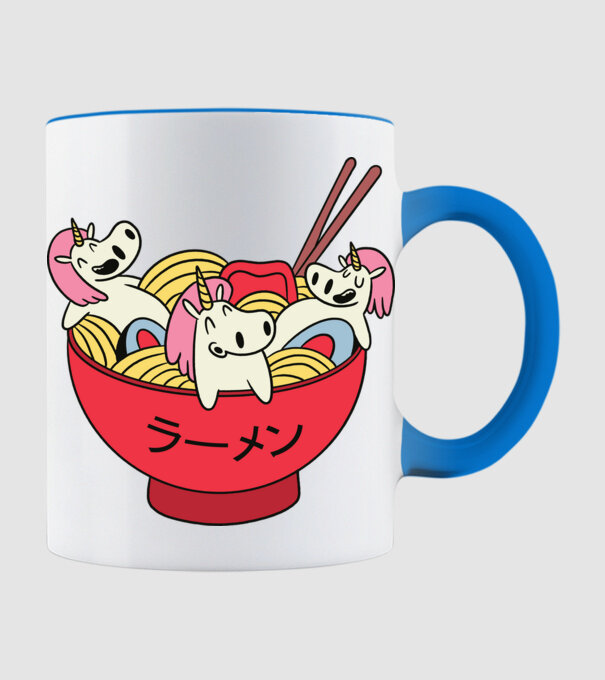 Unicorn Ramen model albastru deschis pe tricou