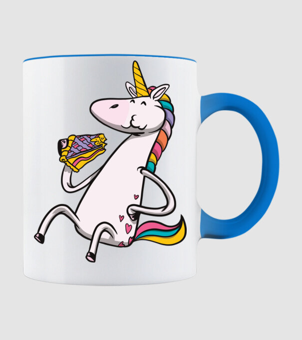 Unicorn cu prăjitură model albastru deschis pe tricou