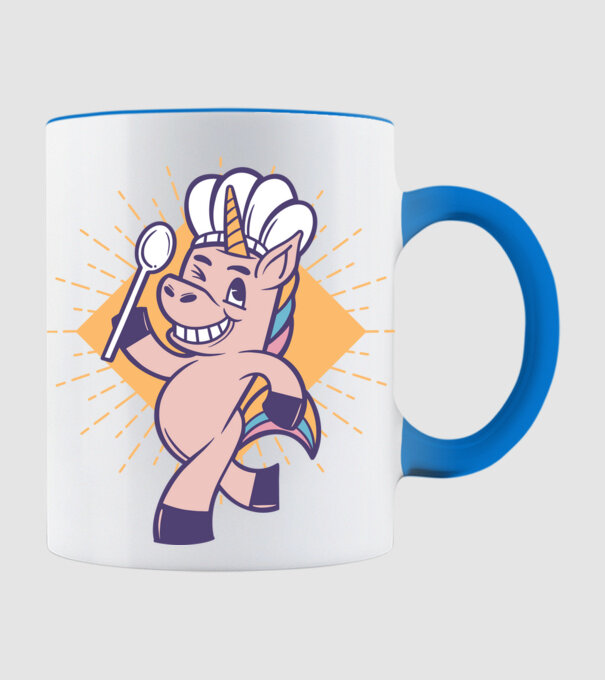 Unicorn Bucătar model albastru deschis pe tricou