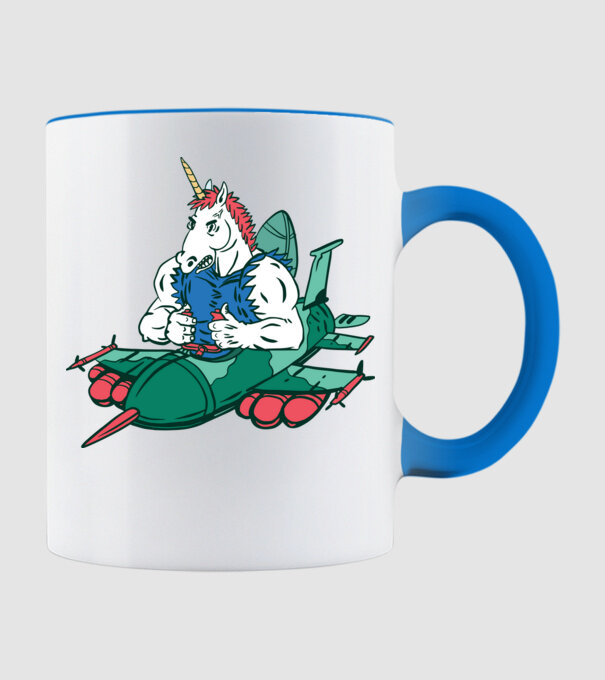 Unicorn Avion de vânătoare model albastru deschis pe tricou