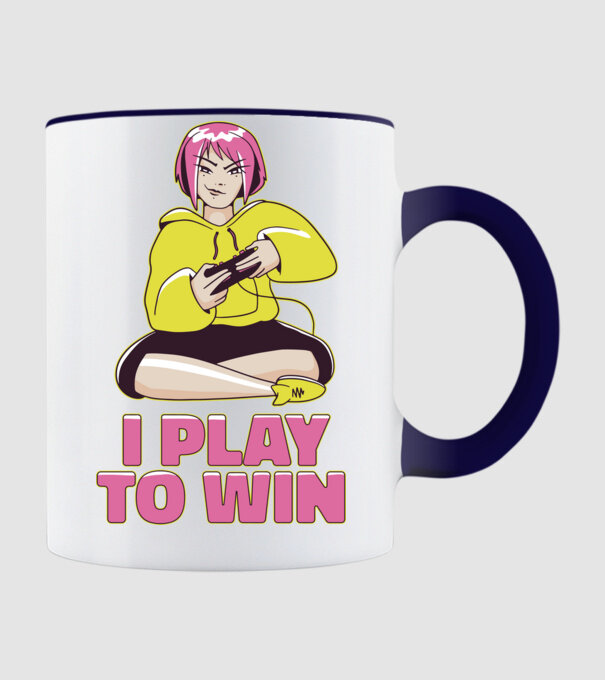 Anime fată Gamer model albastru închis pe tricou