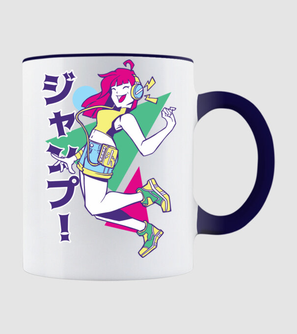 Anime fată retro model albastru închis pe tricou