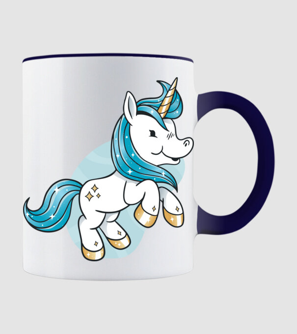 Unicorn drăguț model albastru închis pe tricou