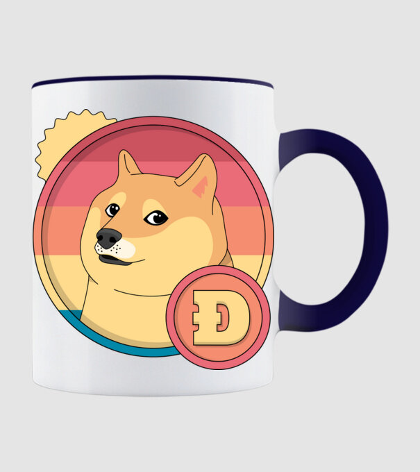 Doge Coin model albastru închis pe tricou