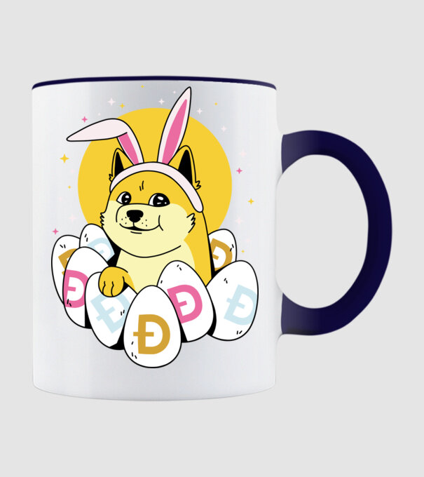 Dogecoin Paște model albastru închis pe tricou