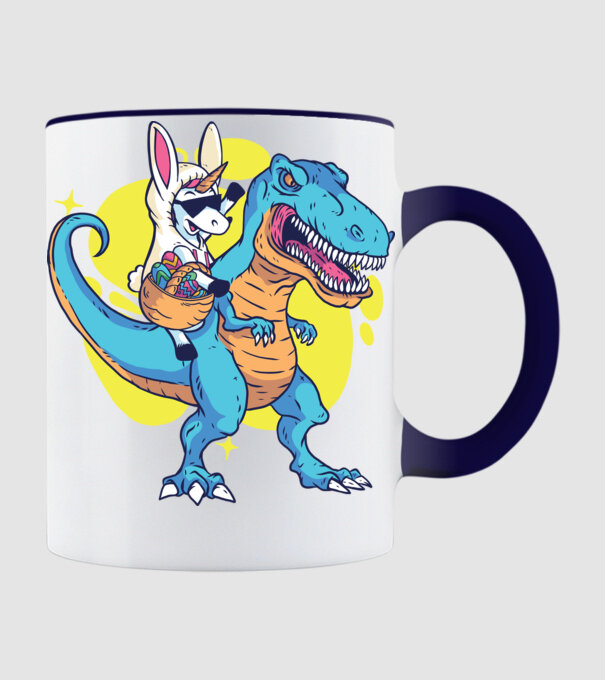 Dinozaur de Paște model albastru închis pe tricou