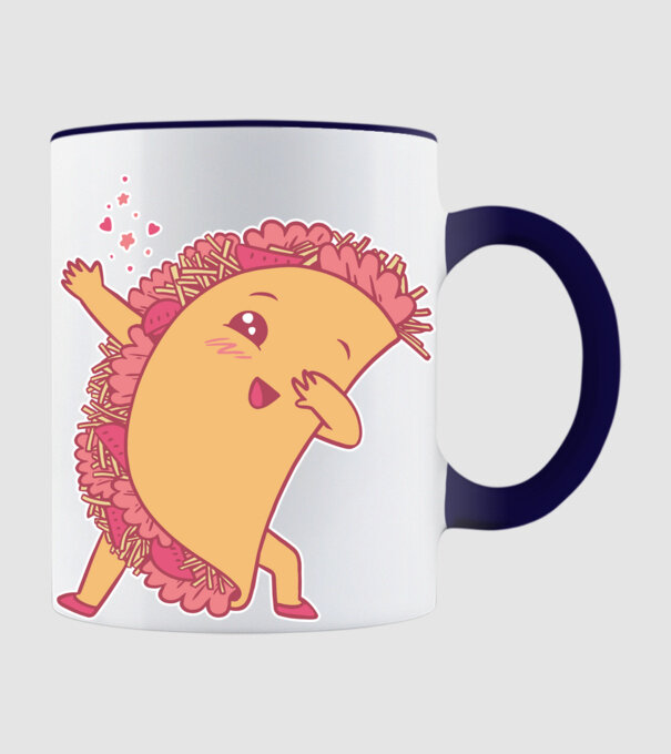 Kawaii Taco DAB model albastru închis pe tricou