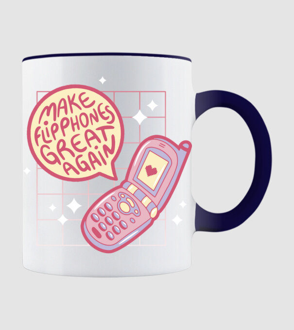 Make Flipphones Great Again Retro model albastru închis pe tricou