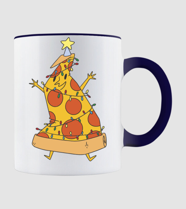 Pizza pom de Crăciun model albastru închis pe tricou