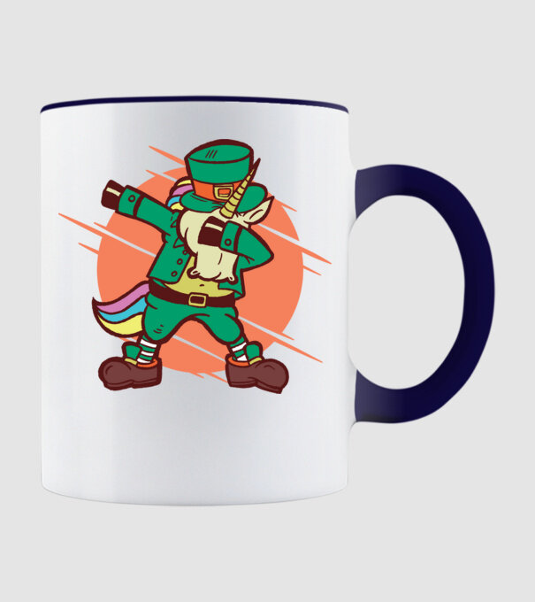 St Patrick Unicorn DAB model albastru închis pe tricou