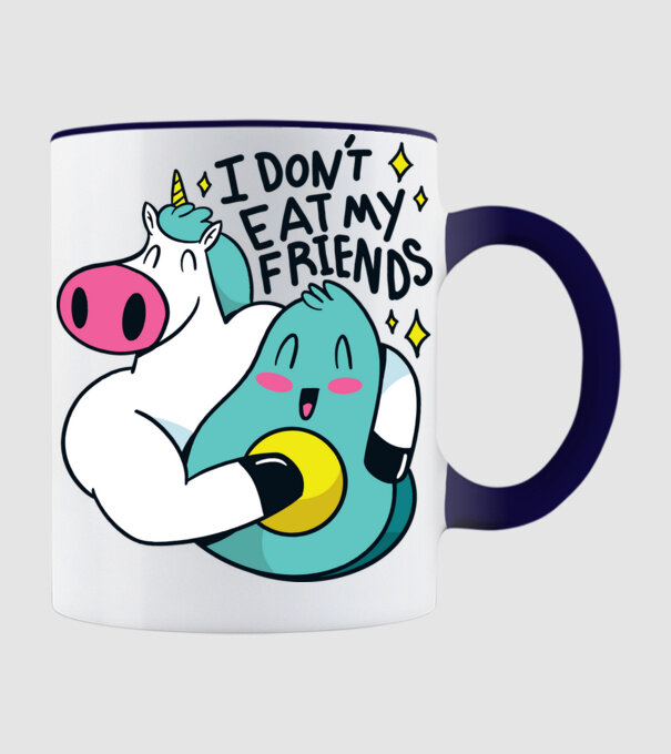 Unicorn Avocado Prietenie model albastru închis pe tricou