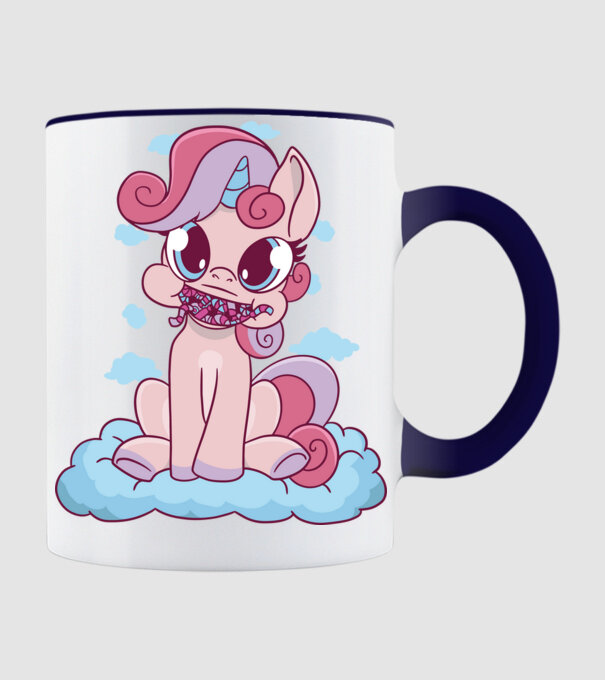 Unicorn cu bomboane model albastru închis pe tricou