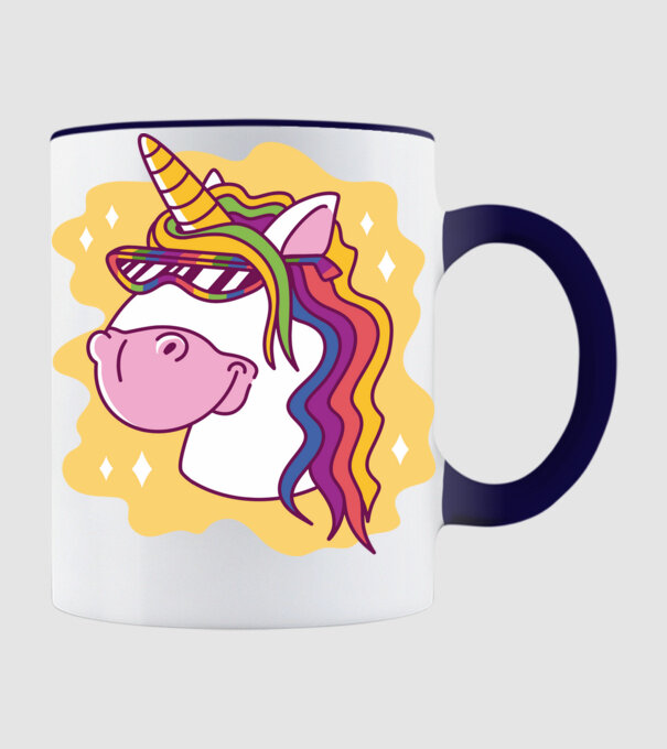 Cap de unicorn model albastru închis pe tricou