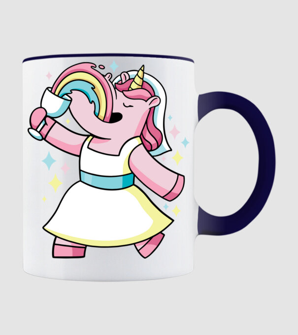Unicorn Mireasă model albastru închis pe tricou