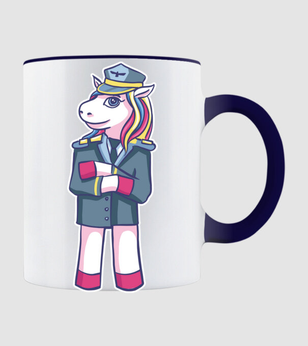 Unicorn Pilot model albastru închis pe tricou