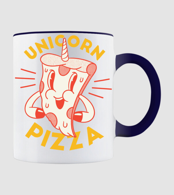 Unicorn Pizza model albastru închis pe tricou
