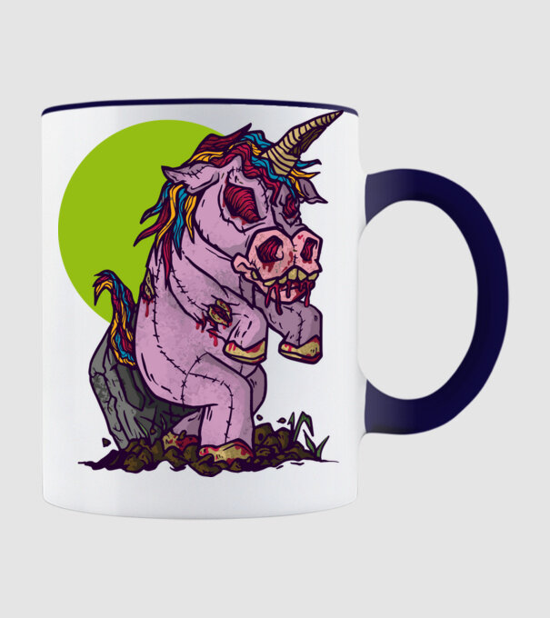 Zombie unicorn model albastru închis pe tricou