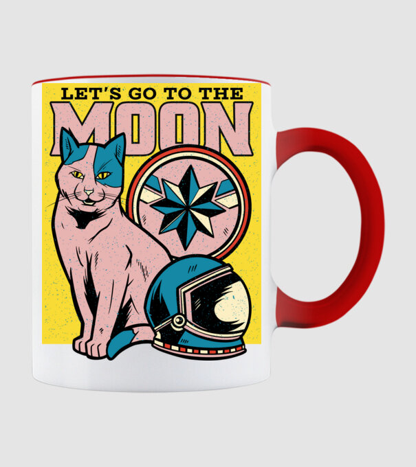 To the moon Pisică model roșu pe tricou