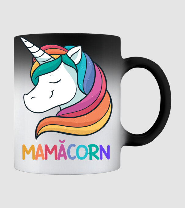 mamăcorn model negru pe tricou
