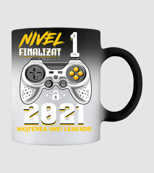 Nivel 1 finalizat. 2021 nașterea unei legende model negru pe tricou