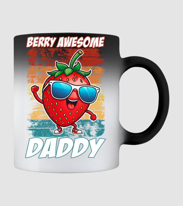Berry Awesome Daddy Strawberry model negru pe tricou