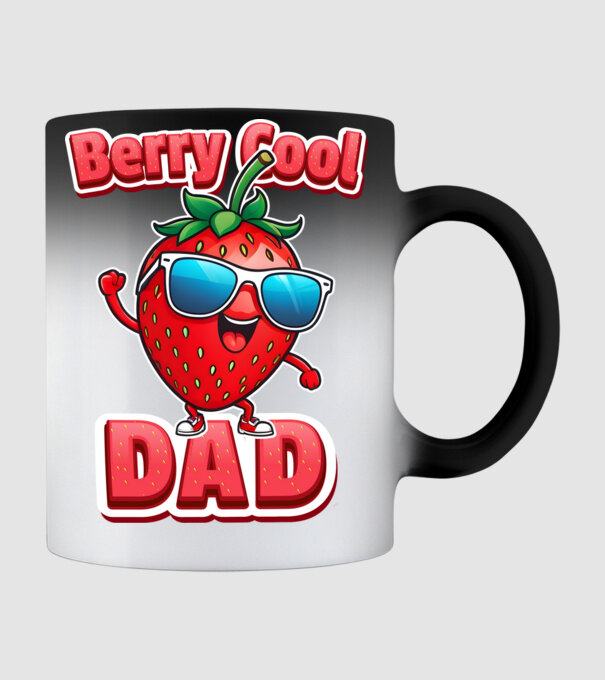 Berry Cool Dad Strawberry model negru pe tricou