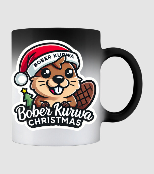 Bober Kurwa Christmas 1 model negru pe tricou