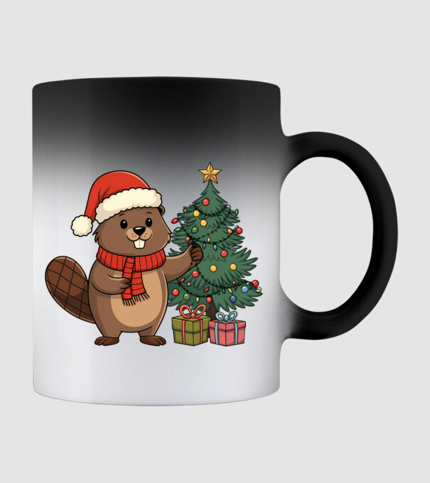 Bober Kurwa Christmas 2 model negru pe tricou