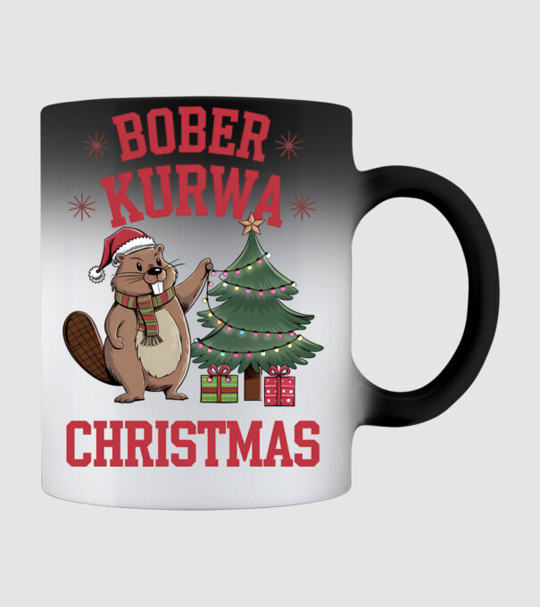 Bober Kurwa Christmas 3 model negru pe tricou
