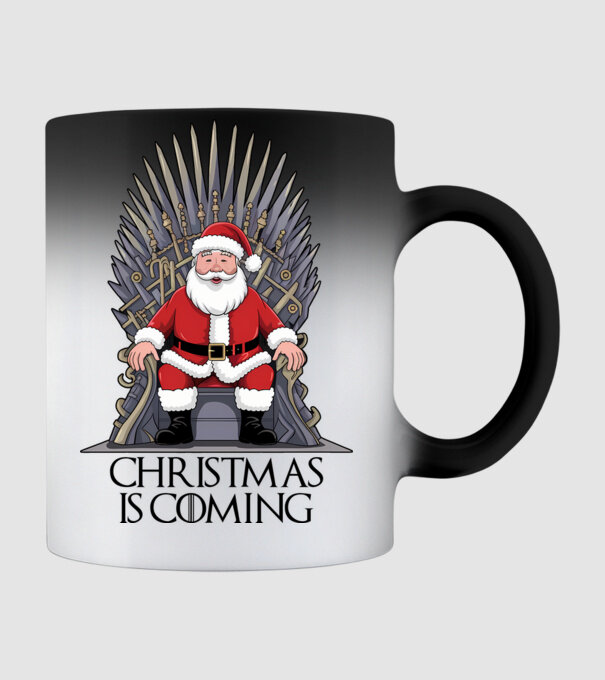 Christmas is Coming Alb model negru pe tricou