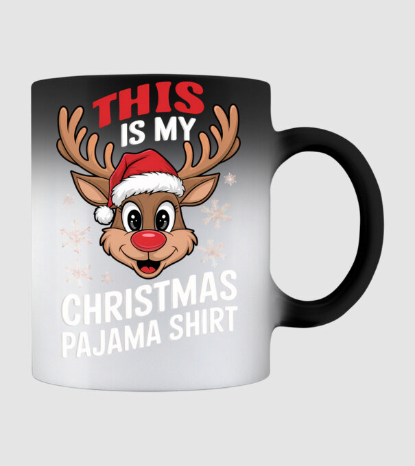 Christmas Pajama Reindeer Negru model negru pe tricou