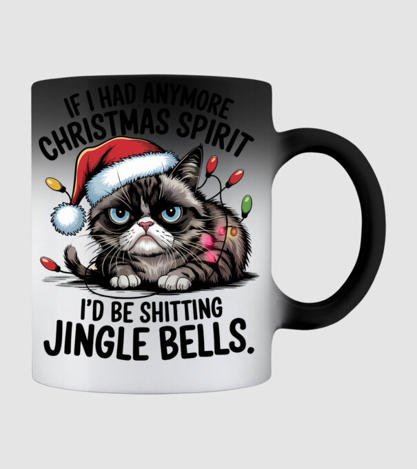 Christmas Spirit Grumpy Cat Alb model negru pe tricou