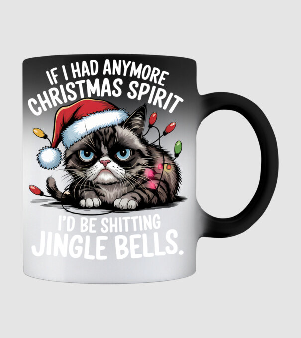 Christmas Spirit Grumpy Cat Negru model negru pe tricou